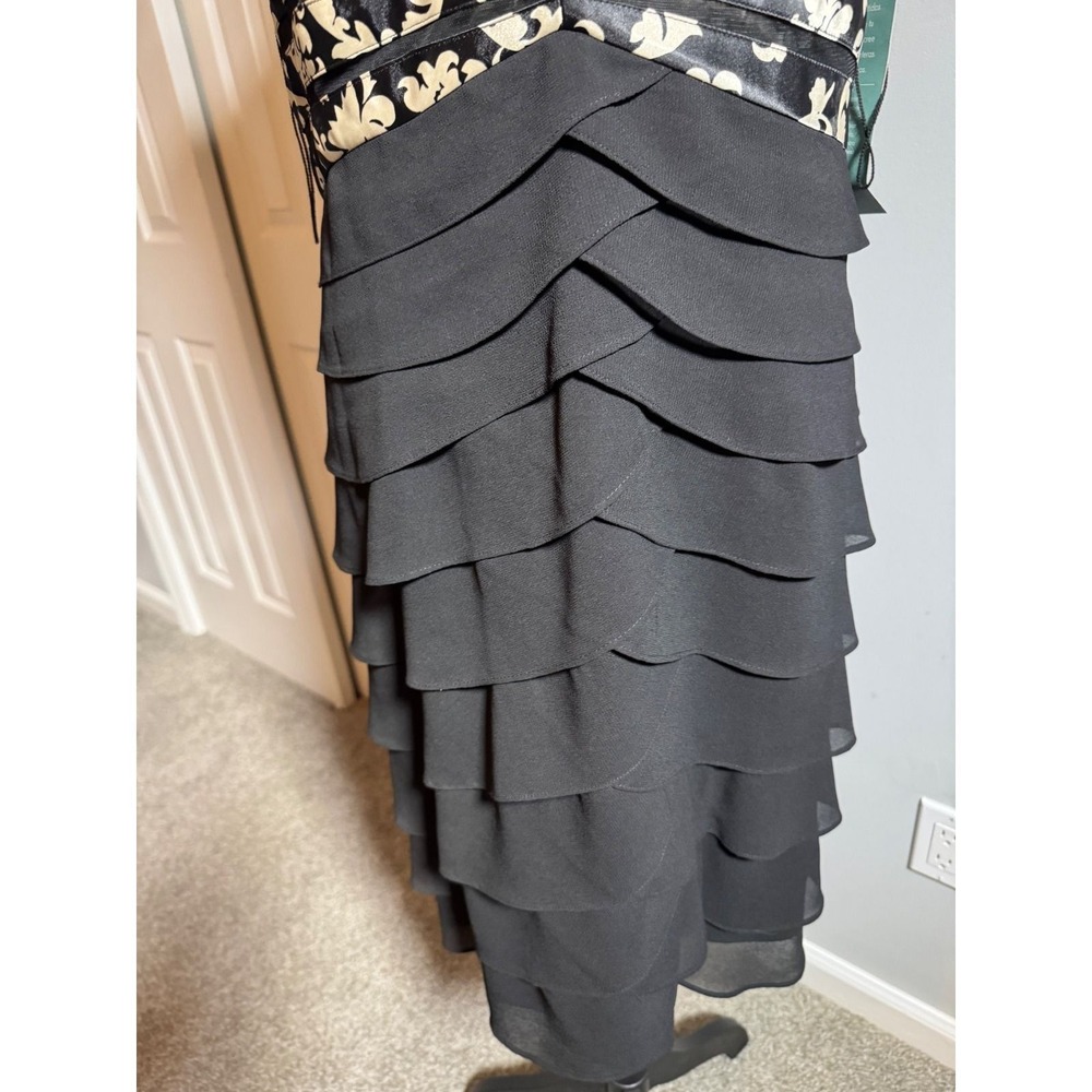 NEW Scarlett Nite Womens Black Gold Damask Tiered Party Cocktail Dress Size 16 - Picture 5 of 8